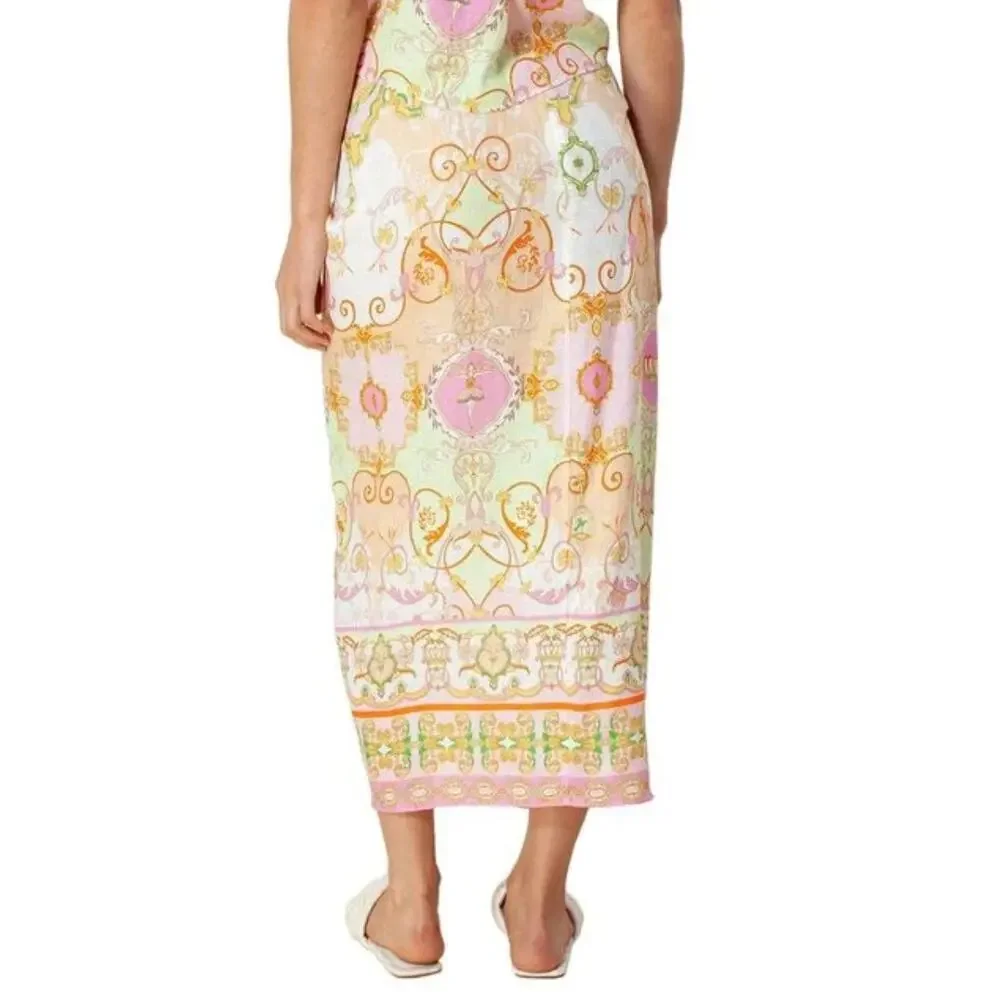 Hale Bob Sophrona Linen Drape Skirt Pastel Pink Sz XS Ballerina Unicorn Birdcage